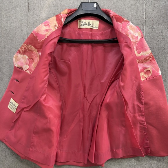 Lilli Ann Vintage Pink Suit Jacket Floral Collar 1960s Mod Blazer Small - Picture 8 of 11